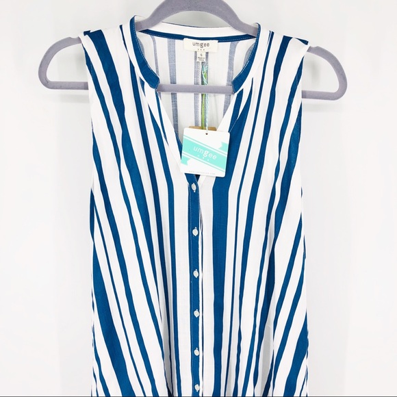 NWT Umgee Striped Navy White Striped Tunic Dress S - Picture 4 of 7